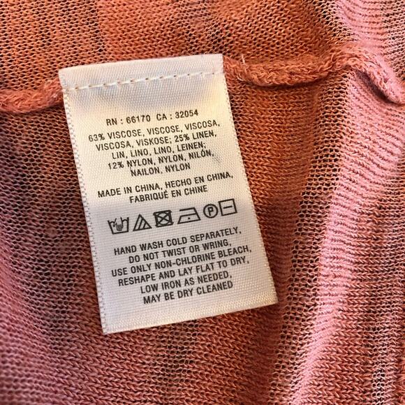 Anthropologie Moth coral orange linen blend open front duster cardigan Large - Picture 11 of 16